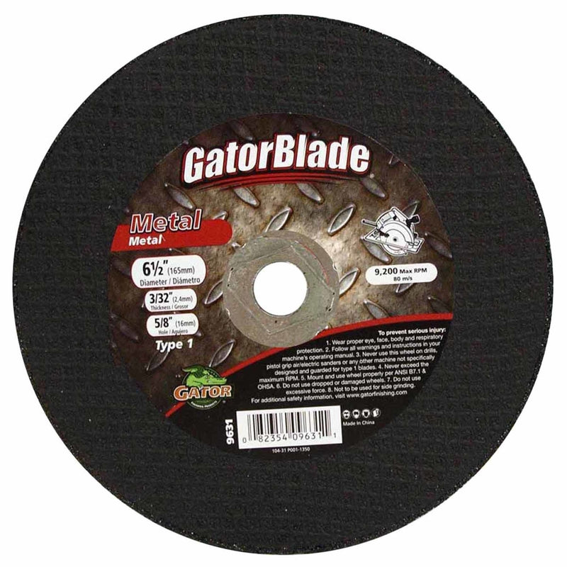 GATOR - Gator 6-1/2 in. D X 5/8 in. Aluminum Oxide Metal Cutting Wheel 1 pc