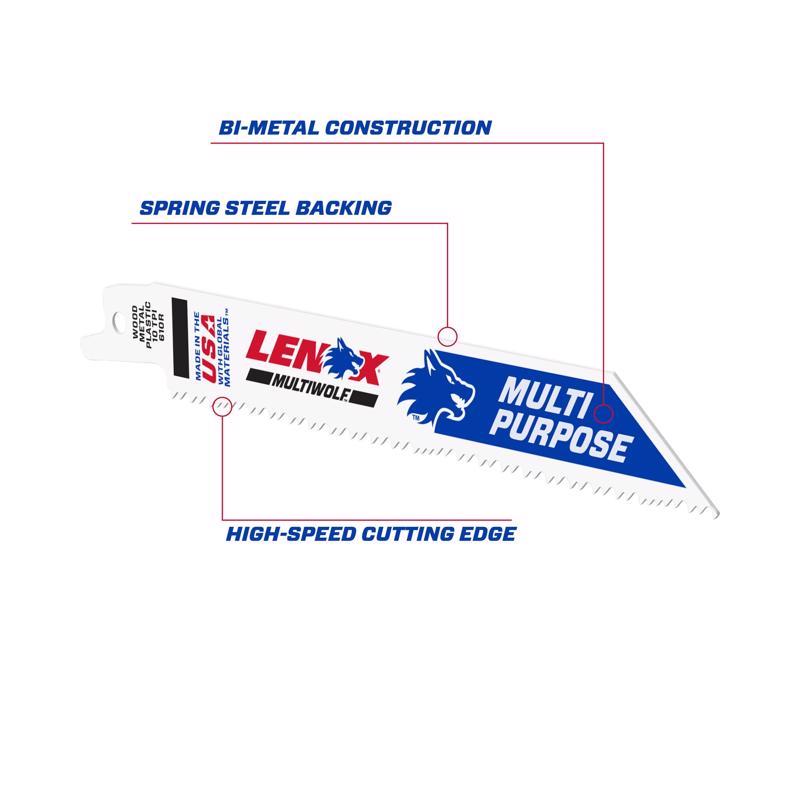 LENOX - LENOX MULTIWOLF 6 in. Bi-Metal WAVE EDGE Reciprocating Saw Blade 10 TPI 1 pk