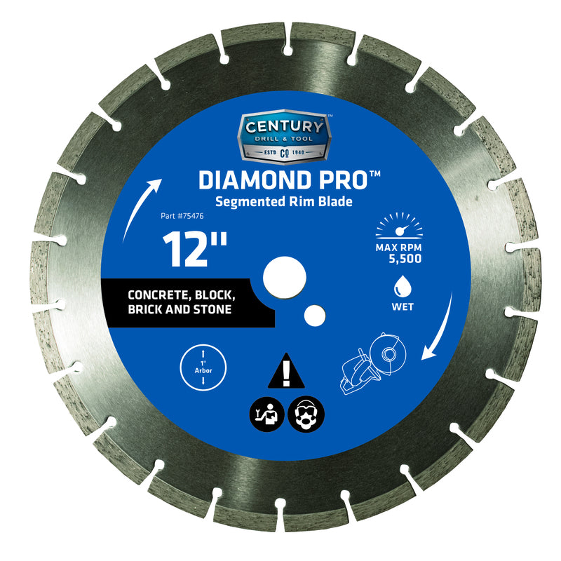 CENTURY DRILL & TOOL - Century Drill & Tool 12 in. D X 1 in. Diamond Segmented Rim Diamond Saw Blade 1 pk