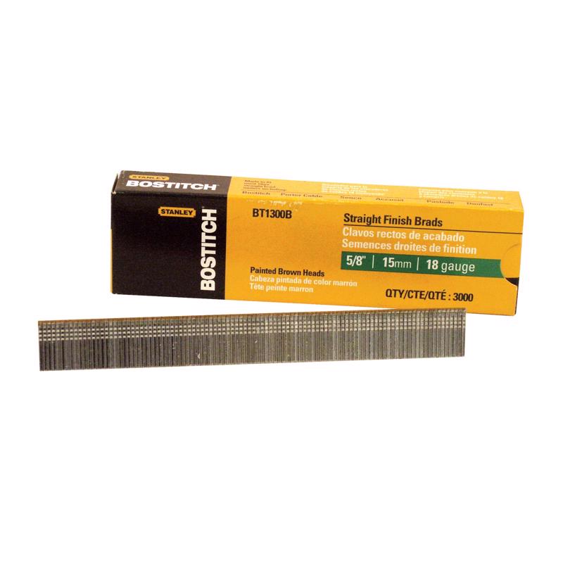 STANLEY BOSTITCH - Bostitch 5/8 in. 18 Ga. Straight Strip Galvanized Brad Nails 3000 pk