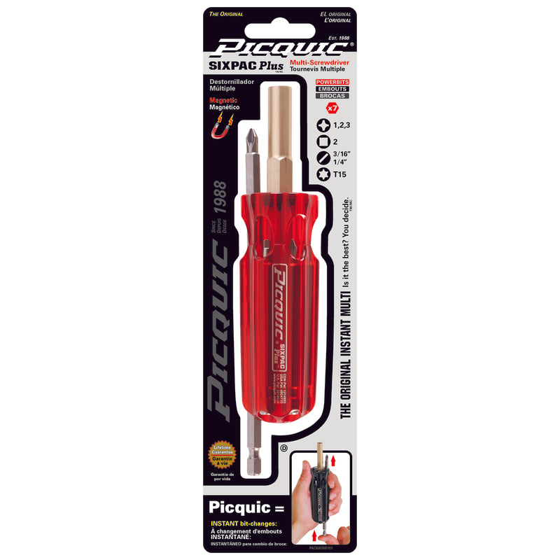 PICQUIC - Picquic SIXPAC Plus Multi-Bit Screwdriver 6 in. 7 pc