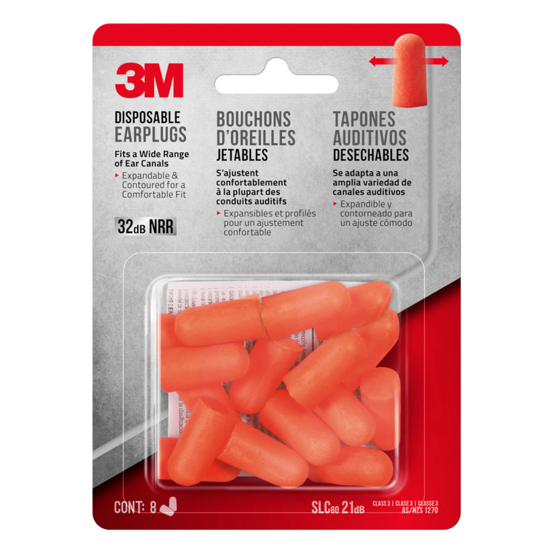 3M - 3M 32 dB Soft Foam Earplugs Orange 8 pair