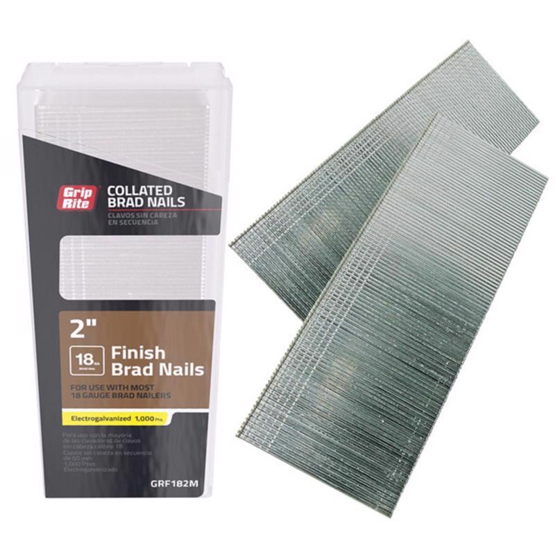 GRIP-RITE - Grip-Rite 2 in. 18 Ga. Straight Strip Electro Galvanized Finish Nails 1000 pk - Case of 5