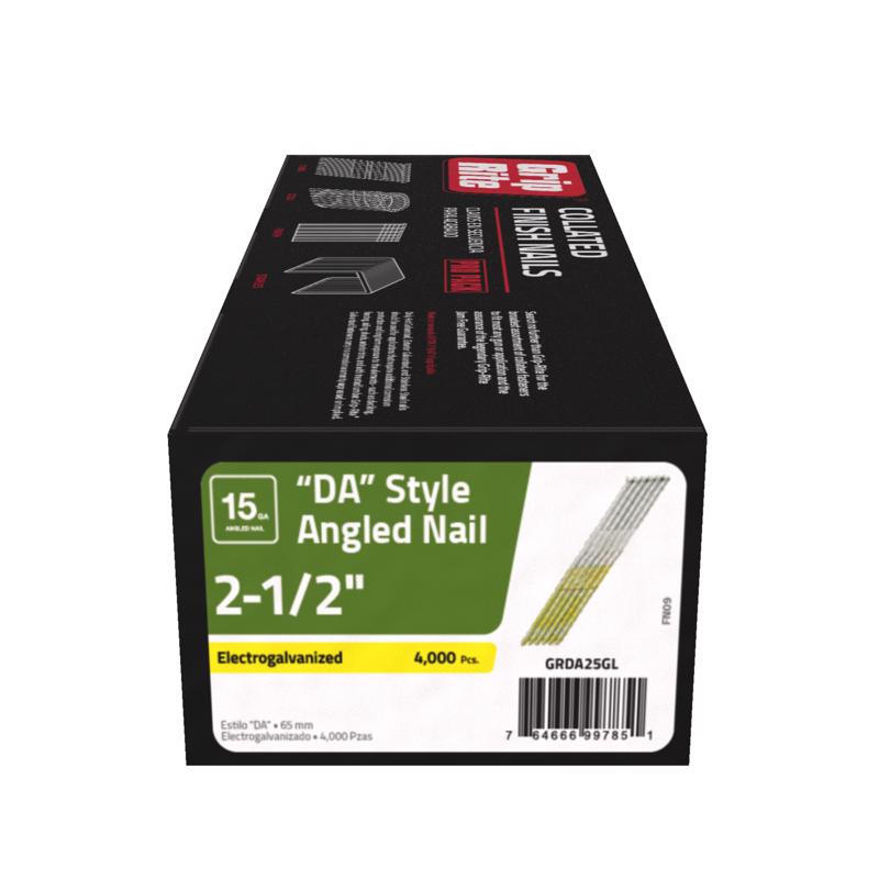 GRIP-RITE - Grip-Rite 2-1/2 in. 15 Ga. Angled Strip Electro Galvanized Finish Nails 34 deg 4000 pk