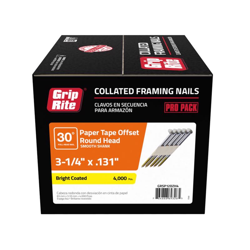 GRIP-RITE - Grip-Rite 3-1/4 in. Angled Strip Bright Framing Nails 30 deg 4000 pk