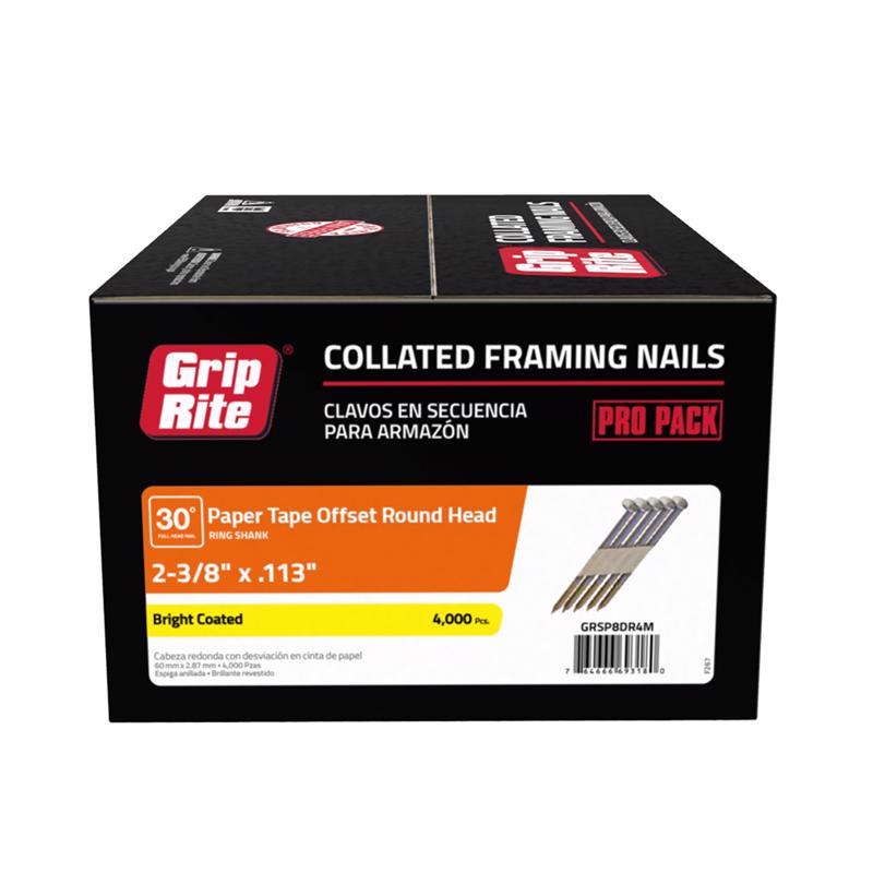 GRIP-RITE - Grip-Rite 2-3/8 in. Paper Strip Bright Framing Nails 30 deg 4000 pk