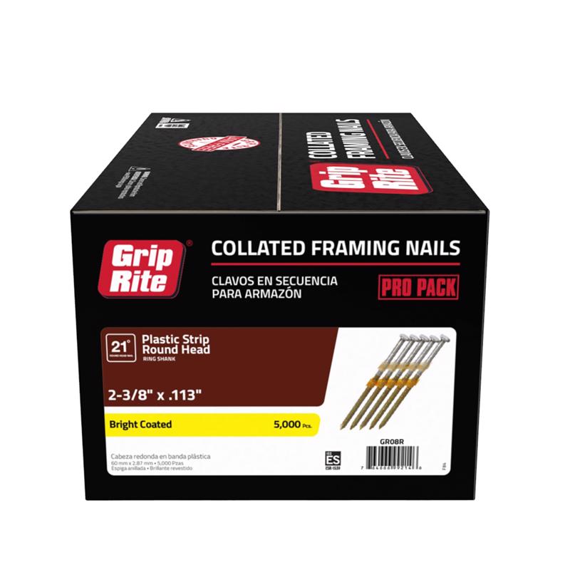 GRIP-RITE - Grip-Rite 2-3/8 in. 12 Ga. Plastic Strip Brite Framing Nails 21 deg 5000 pk