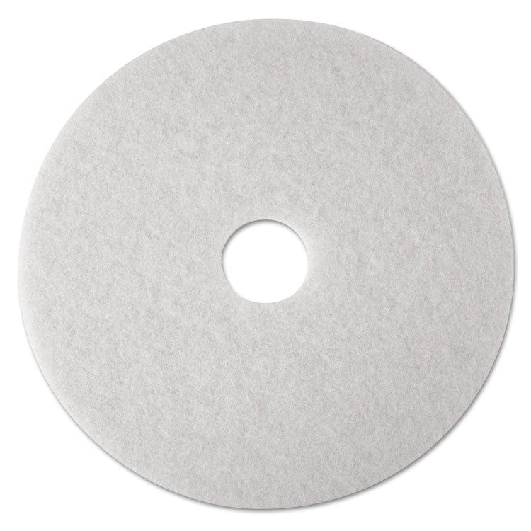 3M - Low-Speed Super Polishing Floor Pads 4100, 24" Diameter, White, 5/Carton