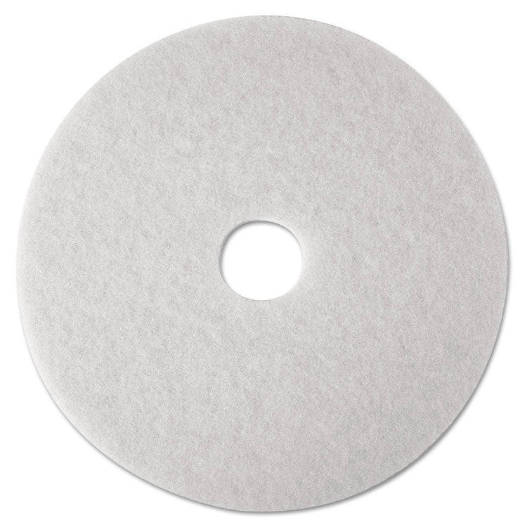 3M - Low-Speed Super Polishing Floor Pads 4100, 27" Diameter, White, 5/Carton