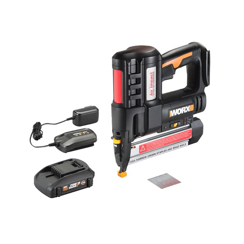 WORX - Worx 18 Ga. Cordless Brad Nailer and Staple Gun Kit (Battery & Charger) 20 V