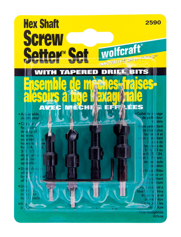 WOLFCRAFT - Wolfcraft Steel Tapered Screw Setter Set 4 pc