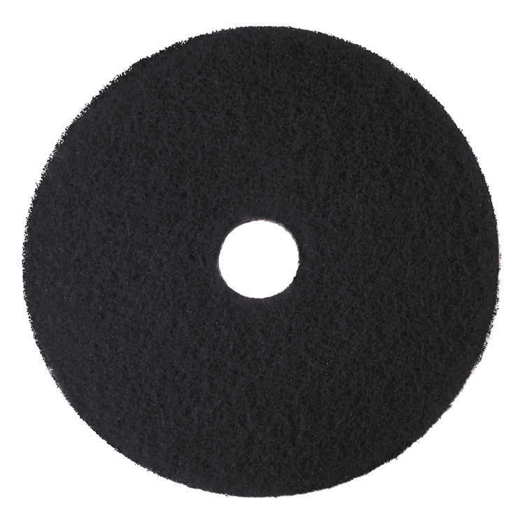 3M - Low-Speed High Productivity Floor Pads 7300, 18" Diameter, Black, 5/Carton