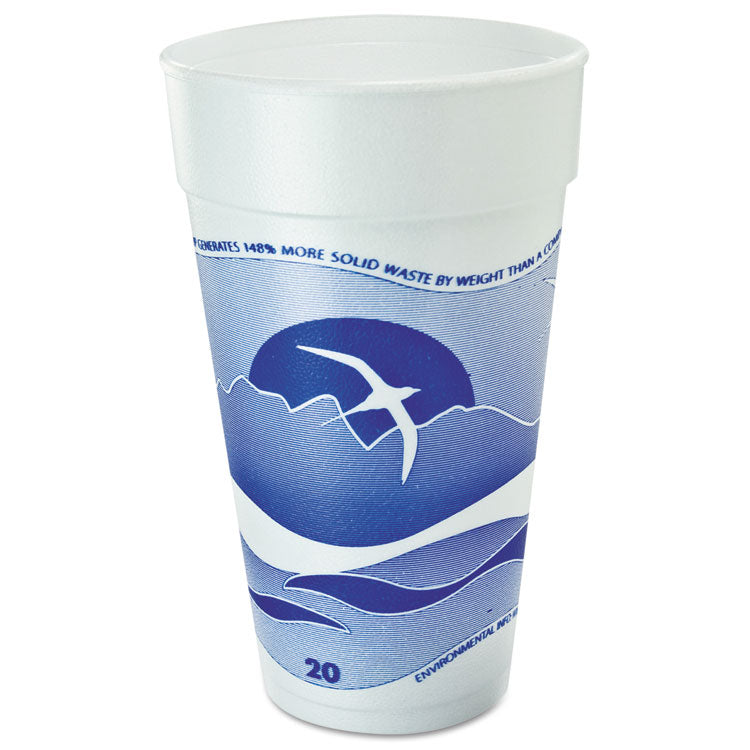 Dart - Horizon Hot/Cold Foam Drinking Cups, 20 oz, Printed, Blueberry/White, 25/Bag, 20 Bags/Carton