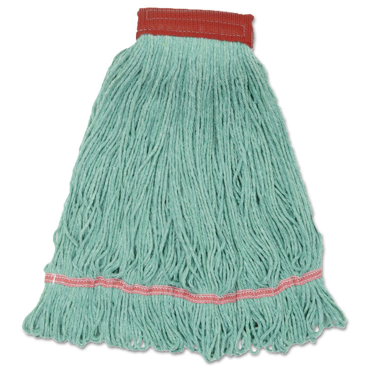 Boardwalk - Wideband Looped-End Mop Heads, Large, Green, 12/Carton