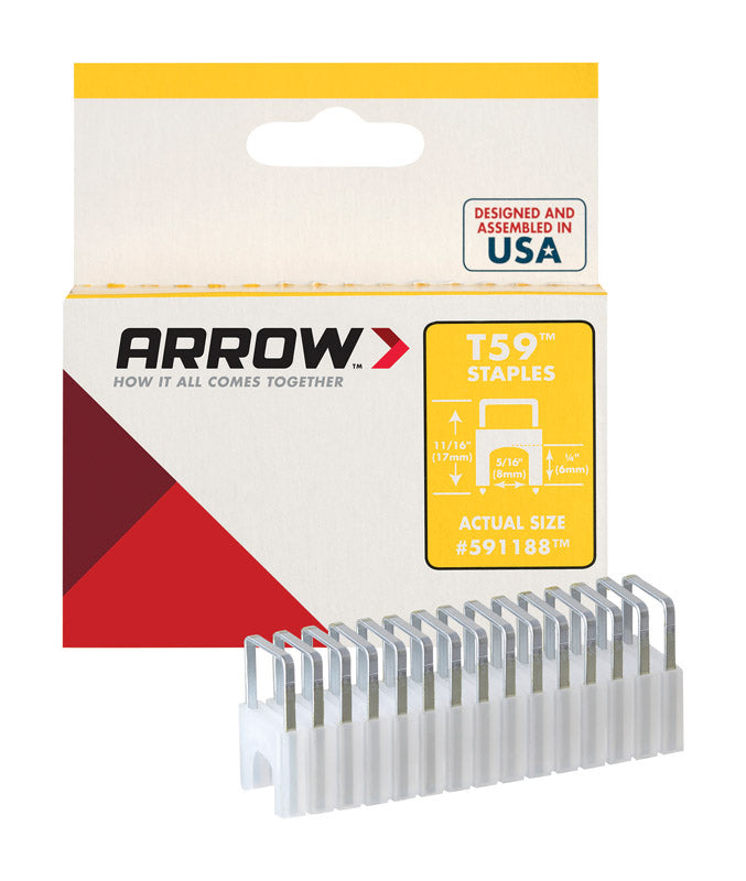 ARROW - Arrow T59 5/16 in. W X 11/16 in. L 18 Ga. Wide Crown Insulated Staples 300 pk [591188]