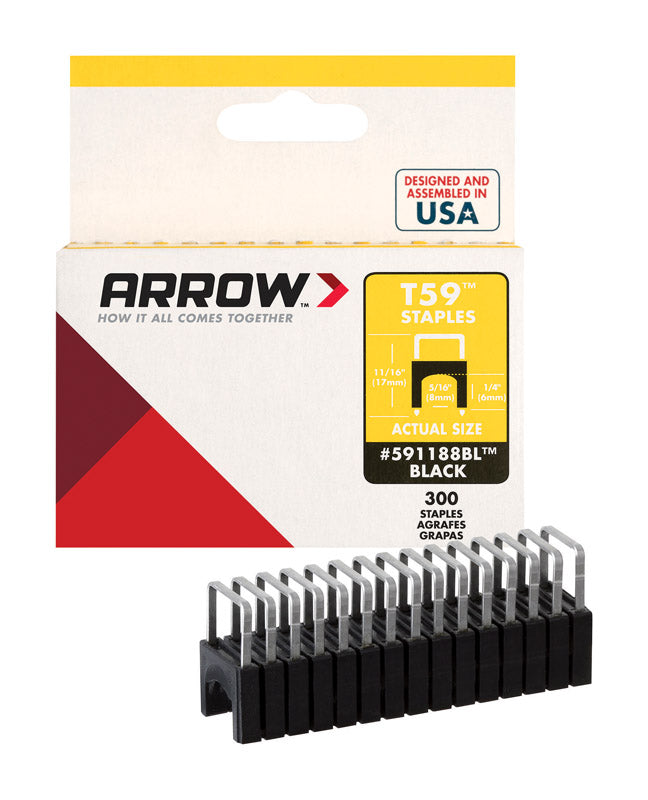 ARROW - Arrow T59 5/16 in. W X 11/16 in. L 18 Ga. Wide Crown Insulated Staples 300 pk [591188BL]