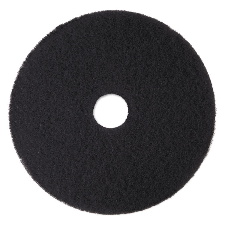 3M - Low-Speed High Productivity Floor Pads 7300, 15" Diameter, Black, 5/Carton