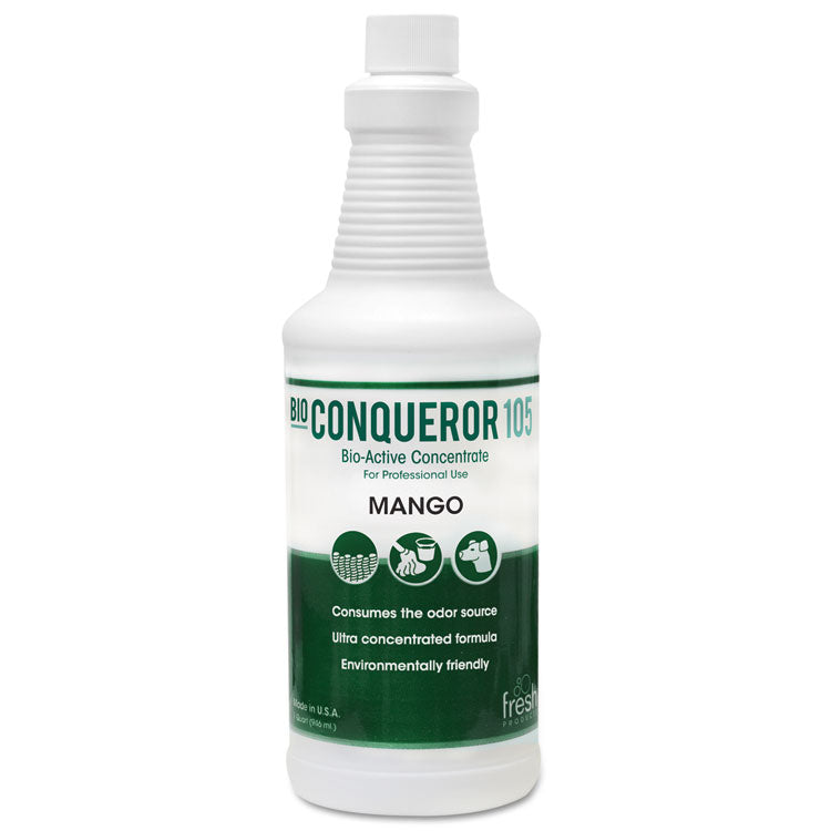 Fresh Products - Bio Conqueror 105 Enzymatic Odor Counteractant Concentrate, Mango, 32 oz Bottle, 12/Carton