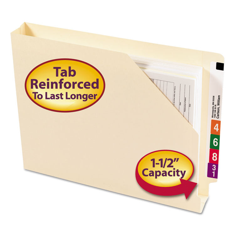 Smead - End Tab Jackets with Reinforced Tabs, Straight Tab, Letter Size, 14-pt Manila, 50/Box