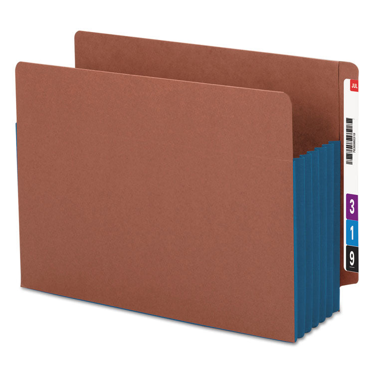 Smead - Redrope Drop-Front End Tab File Pockets, Fully Lined 6.5" High Gussets, 5.25" Expansion, Letter Size, Redrope/Blue, 10/Box