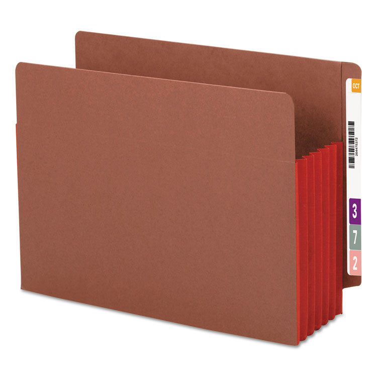 Smead - Redrope Drop-Front End Tab File Pockets, Fully Lined 6.5" High Gussets, 5.25" Expansion, Letter Size, Redrope/Red, 10/Box