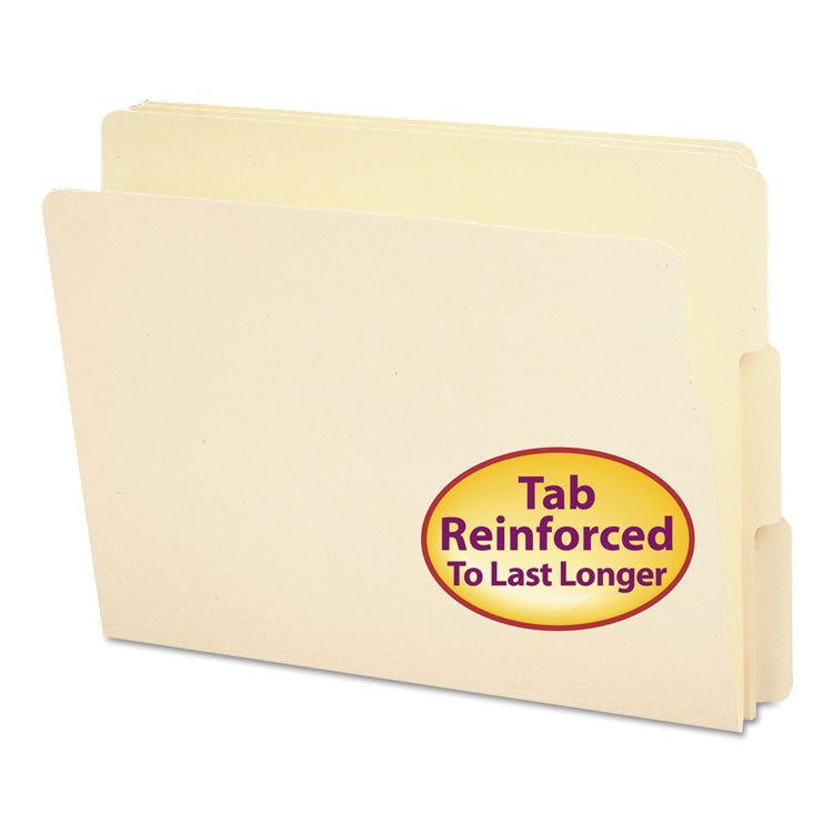 Smead - Heavyweight Manila End Tab Folders, 9" High Front, 1/3-Cut Tabs: Assorted, Letter, 0.75" Expansion, Manila, 100/Box