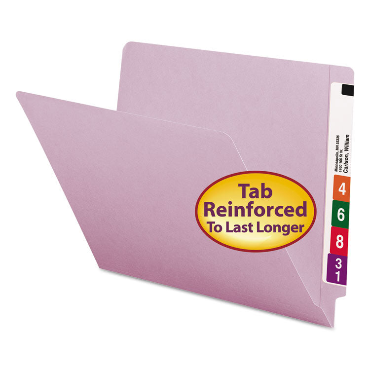 Smead - Shelf-Master Reinforced End Tab Colored Folders, Straight Tabs, Letter Size, 0.75" Expansion, Lavender, 100/Box