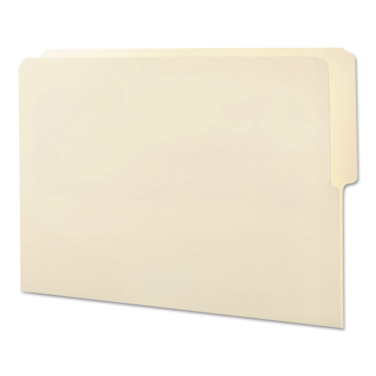 Smead - Heavyweight Manila End Tab Folders, 9" High Front, 1/2-Cut Tabs: Top, Letter Size, 0.75" Expansion, Manila, 100/Box