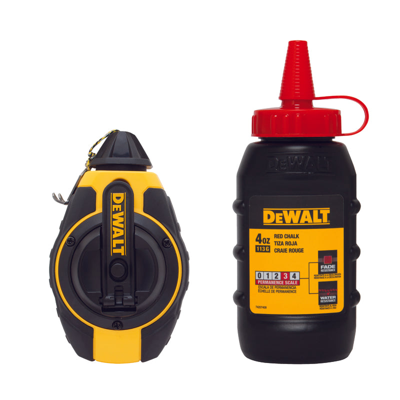 DEWALT - DeWalt 4 oz Red Chalk and Reel Set 100 ft. Black/Yellow