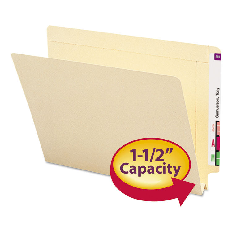 Smead - Heavyweight Manila End Tab Expansion Folders, Straight Tabs, Letter Size, 1.5" Expansion, 50/Box