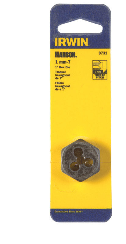 IRWIN - Irwin Hanson High Carbon Steel Metric Hexagon Die 7 - 1 mm 1 pc