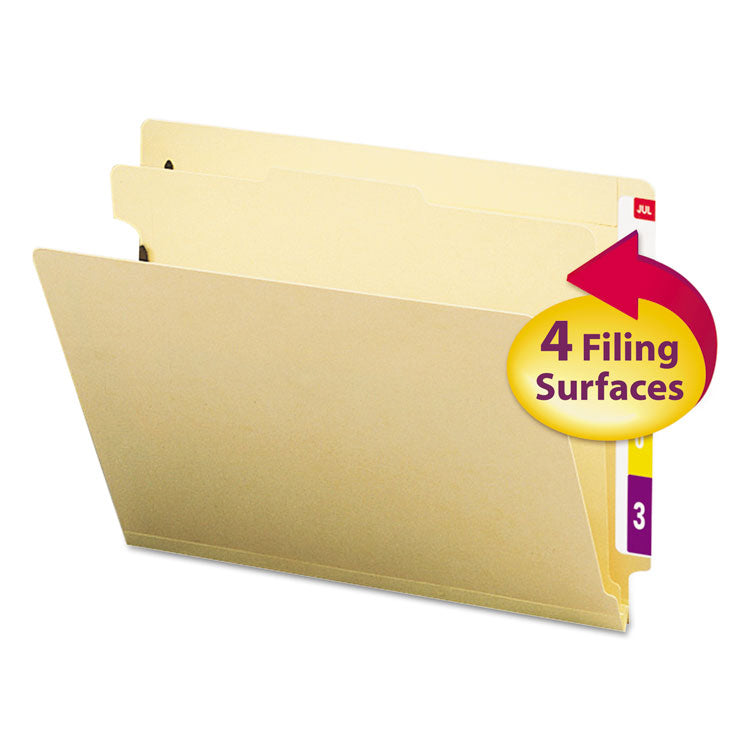 Smead - Manila End Tab Classification Folders, 1 Divider, Letter Size, Manila, 10/Box