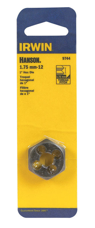 IRWIN - Irwin Hanson High Carbon Steel Metric Hexagon Die 12 - 1.75 mm 1 pc