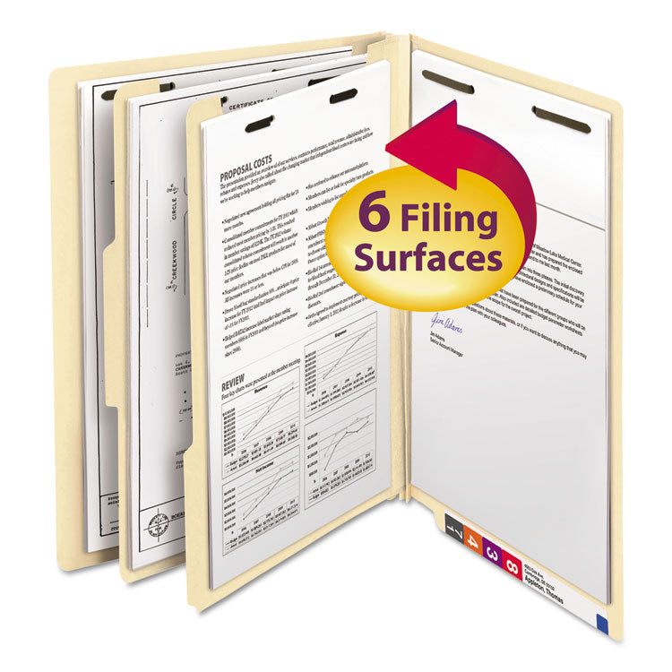 Smead - Manila End Tab Classification Folders, 2 Dividers, Letter Size, Manila, 10/Box