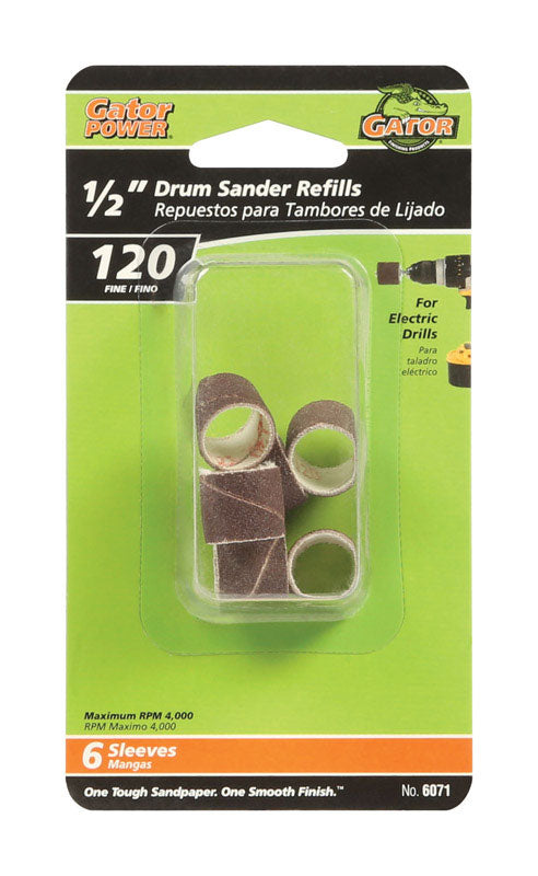 GATOR - Gator 0.5 in. D X 1/2 in. L Aluminum Oxide Abrasive Sleeve Refill 120 Grit Fine 6 pc