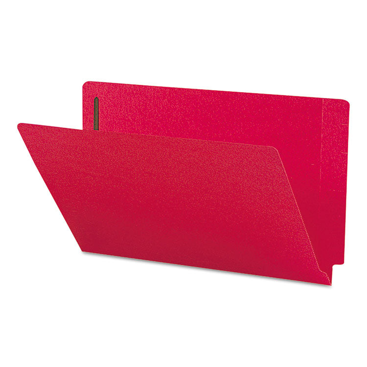 Smead - Heavyweight Colored End Tab Fastener Folders, 2 Fasteners, Legal Size, Red Exterior, 50/Box