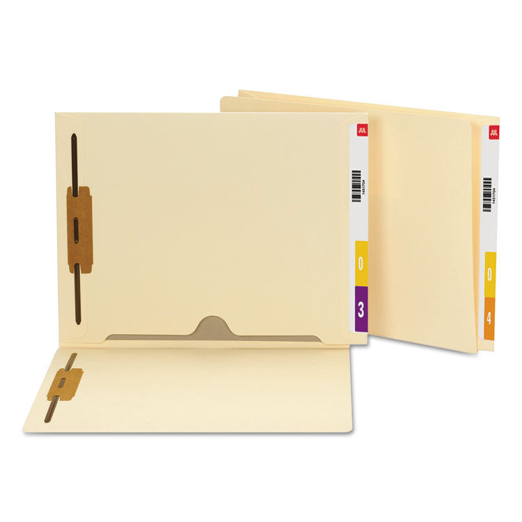 Smead - Heavyweight Manila End Tab Fastener Folder with Interior Back-Cover Pocket, 2 Fasteners, Letter Size, Manila Exterior, 50/Box