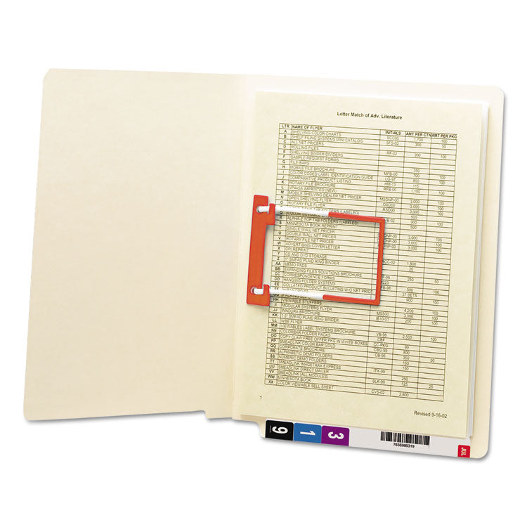 Smead - Heavyweight Manila Reinforced End Tab U-Clip Fastener Folders, 1 Fastener, Letter Size, Manila Exterior, 50/Box