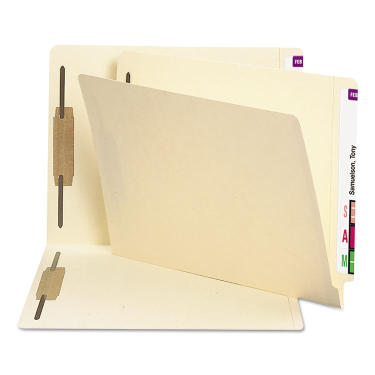 Smead - End Tab Fastener Folders with Reinforced Straight Tabs, 11-pt Manila, 2 Fasteners, Letter Size, Manila Exterior, 250/Box