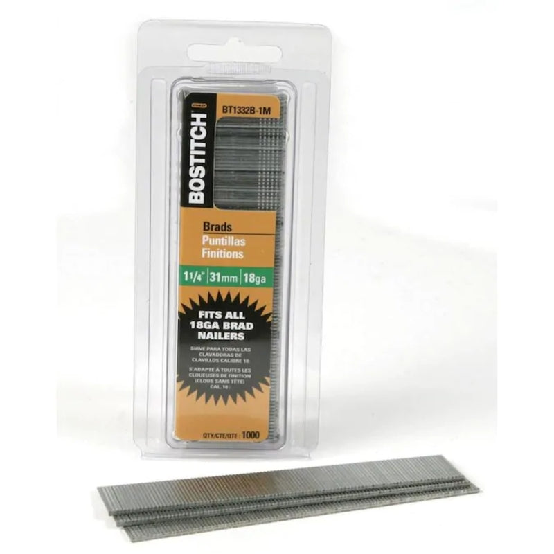 BOSTITCH - Bostitch 1-1/4 in. 18 Ga. Straight Strip Coated Brad Nails 1000 pk