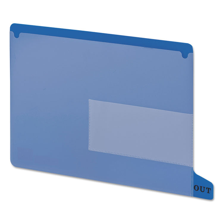 Smead - Colored Poly Out Guides with Pockets, 1/3-Cut End Tab, Out, 8.5 x 11, Blue, 25/Box