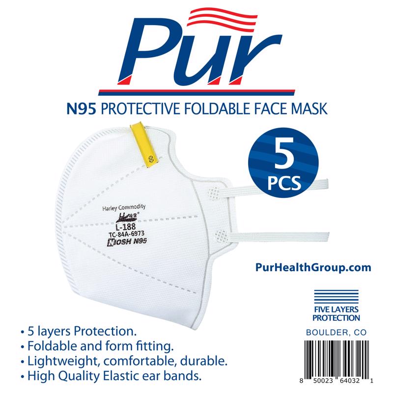 PUR MASON - Pur Mason N95 General Purpose Face Mask White One Size Fits Most 5 pk