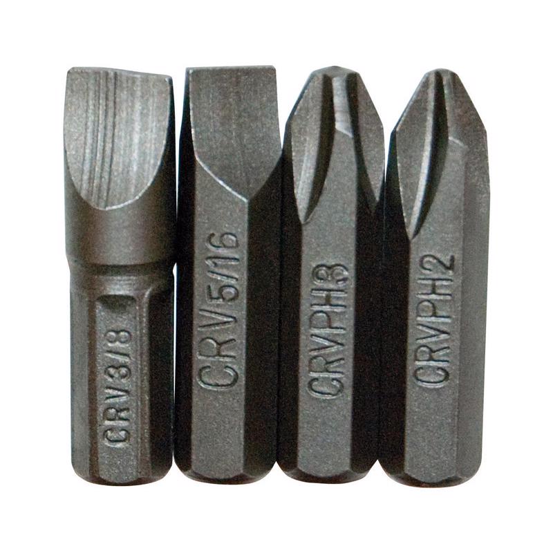 GREAT NECK - Great Neck Phillips/Slotted/Square 1 in. L Impact Bit Chrome Vanadium Steel 4 pc