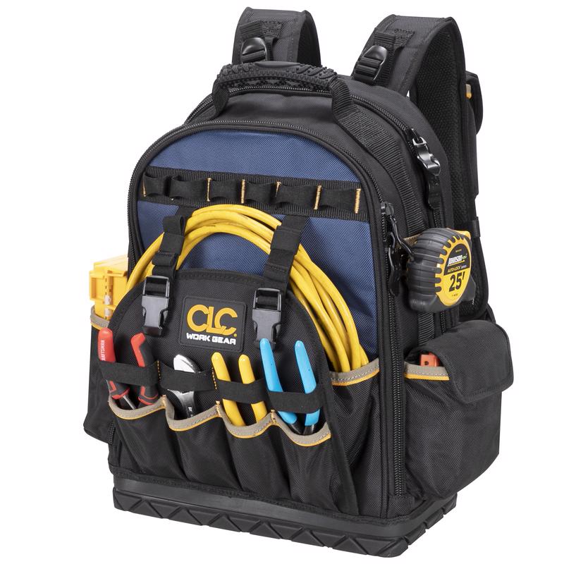 CLC - CLC 13 in. W X 18 in. H Ballistic Polyester Backpack Tool Bag 38 pocket Black/Blue 1 pc