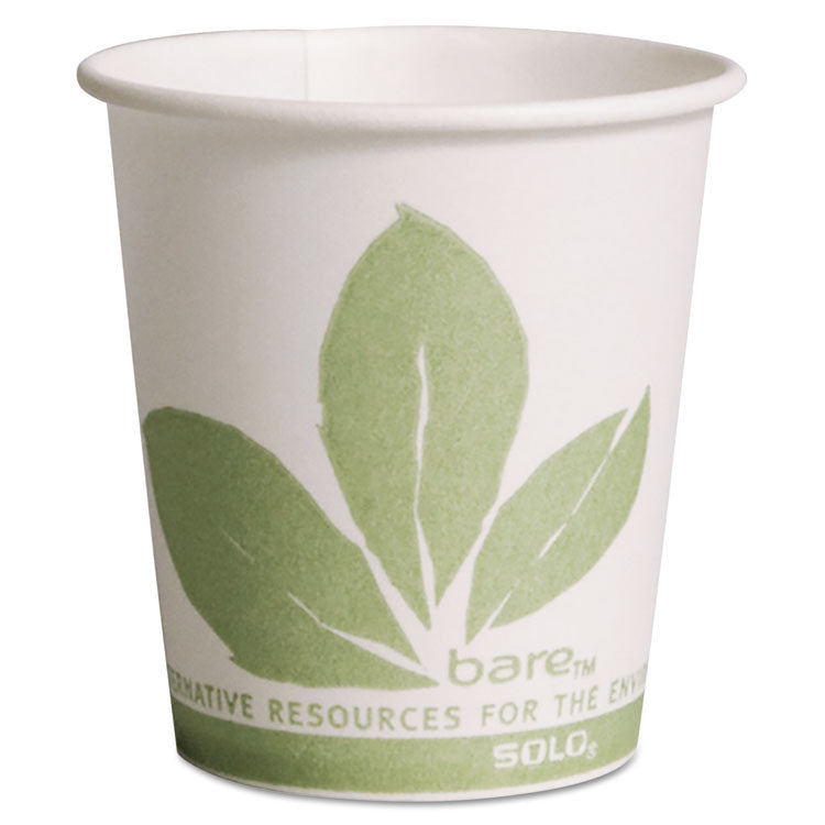 SOLO Cup Company - Bare Eco-Forward Paper Treated Water Cups, Cold, 3 oz, White/Green, 100/Sleeve, 50 Sleeves/Carton