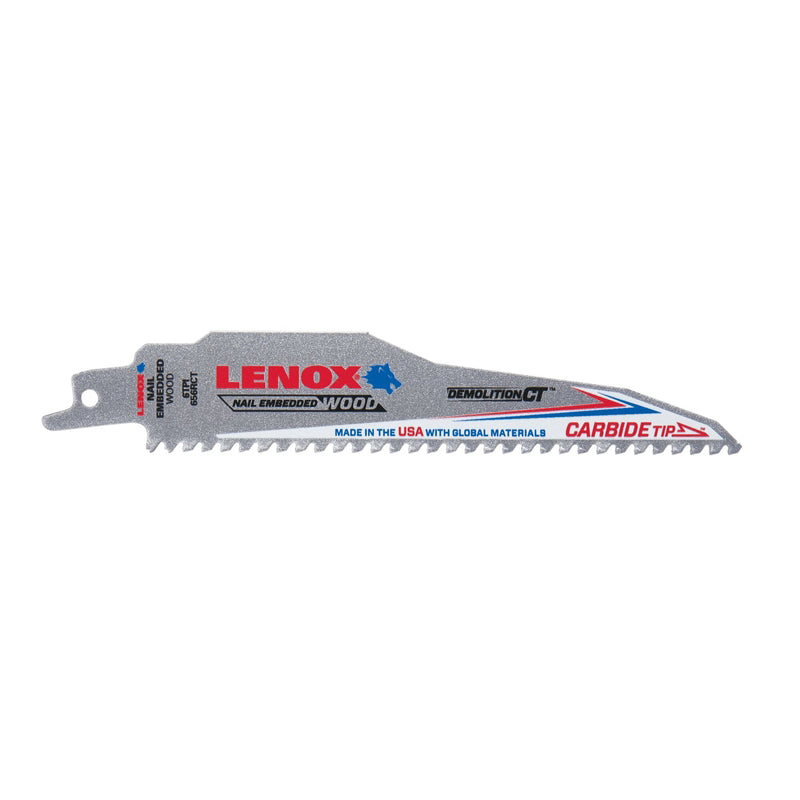 LENOX - Lenox Demolition CT 6 in. Carbide Tipped Reciprocating Saw Blade 6 TPI 1 pc