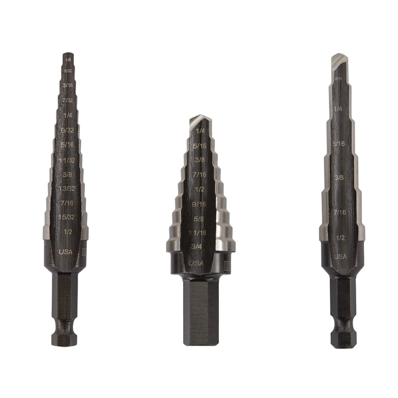 IRWIN - Irwin Unibit Assorted  L High Speed Steel Step Drill Bit Set 3 pc