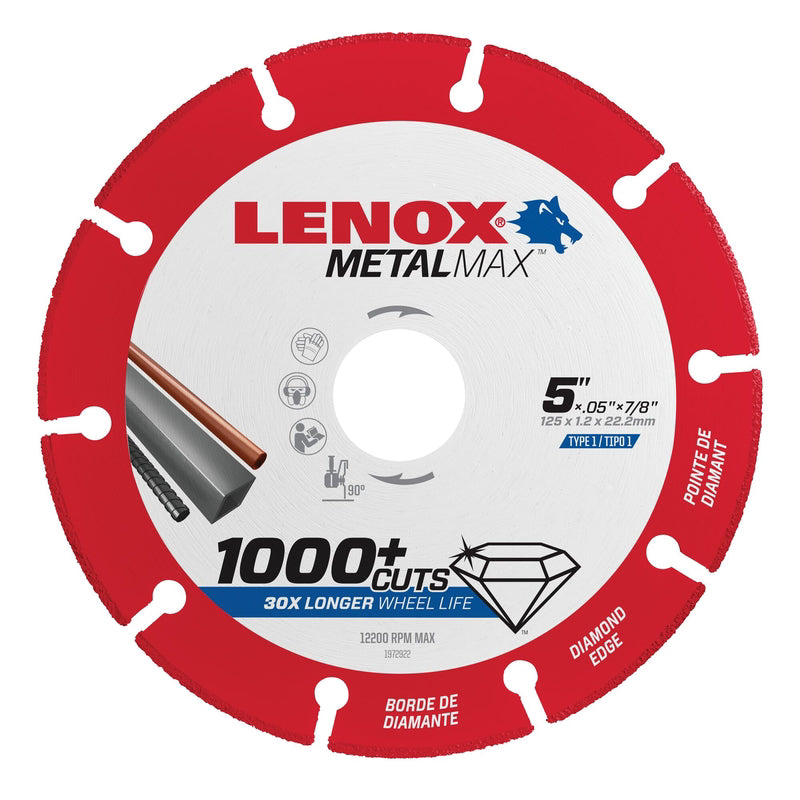 LENOX - Lenox MetalMax 5 in. D X 7/8 in. Diamond/Metal Cut-Off Wheel 1 pc