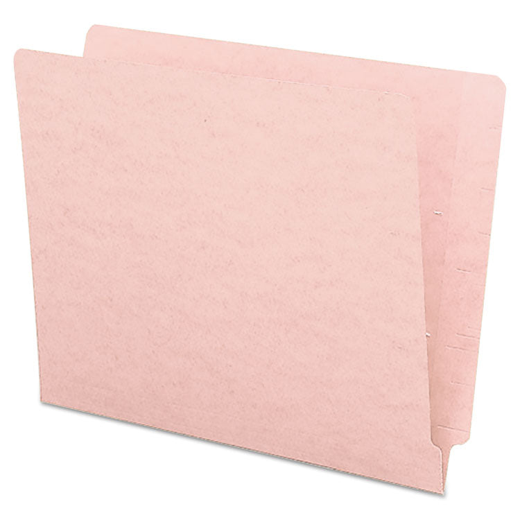 Smead - Shelf-Master Reinforced End Tab Colored Folders, Straight Tabs, Letter Size, 0.75" Expansion, Pink, 100/Box