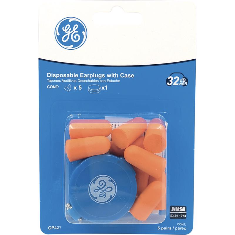 GENERAL ELECTRIC - General Electric 32 dB Polyurethane Foam Bullet Earplugs Orange 5 pair
